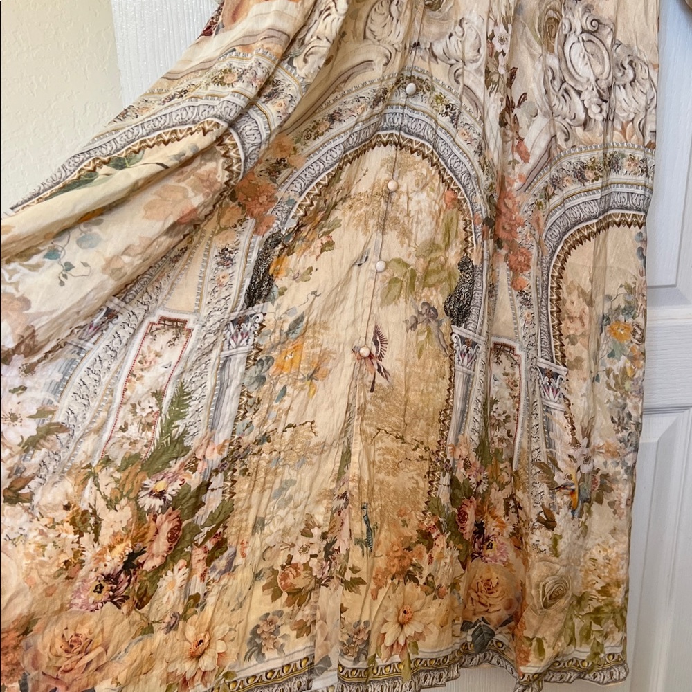 ❤️Floral Cream Maxi Dress women XL linen - Picture 7 of 7